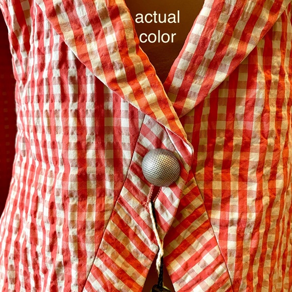 Emporio Armani Orange and White Tailored Seeksucker Blazer with Silk Lining NWT - Picture 2 of 16